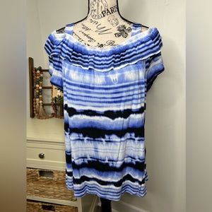 Brand New-INC International Concepts-Tie Dye OMBRE Cold Shoulder Top